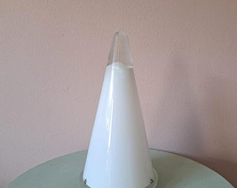 Beautiful white glass cone table lamp, 1980s