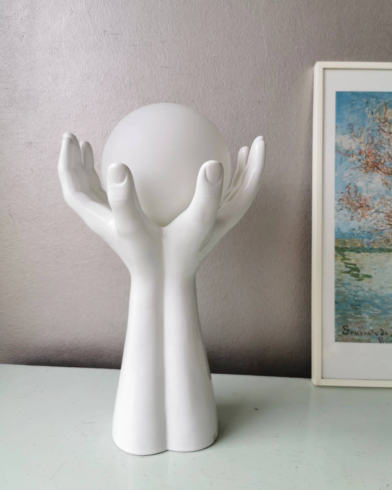 Italian Design Ceramic Table Lamp in the Form of a Two Hands