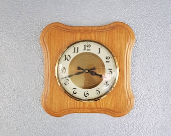 Wooden clock white oak, Germany 70s