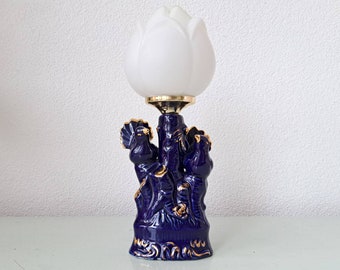 Vintage Tischlampe aus Keramik mit Glaskugel, 1980er Jahre
