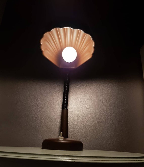 Very Nice Vintage Brown Metal Desk Light Years 70 Shell