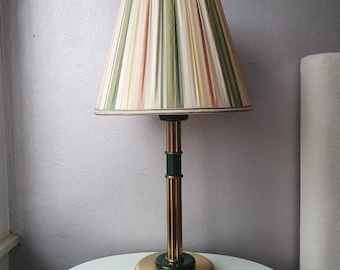 Brass table lamp with pleated hood, 70s, Hollywood Regency