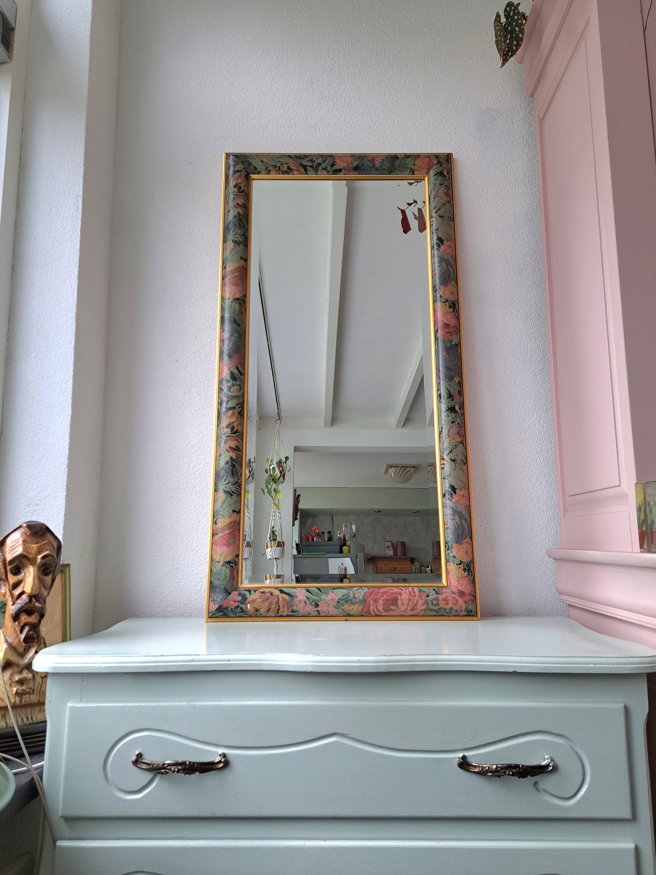 Beautiful Vintage Wooden Floral Mirror, 1980s - Etsy Beautiful Vintage Wooden Floral Mirror, 1980s - Etsy