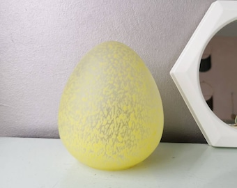 Vintage yellow glass table lamp egg-shaped, 1980s