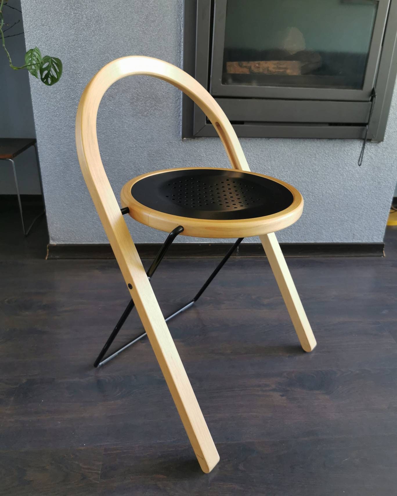 Silla plegable de madera de diseño italiano década de 1980 | Etsy