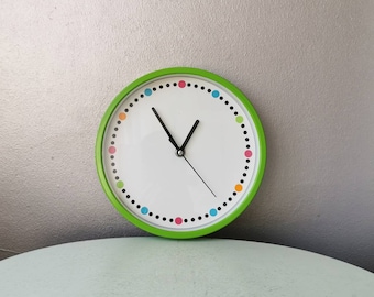 Vintage Postmodern Clock, Wall Clock, Karlsson, Metal Clock, Gray