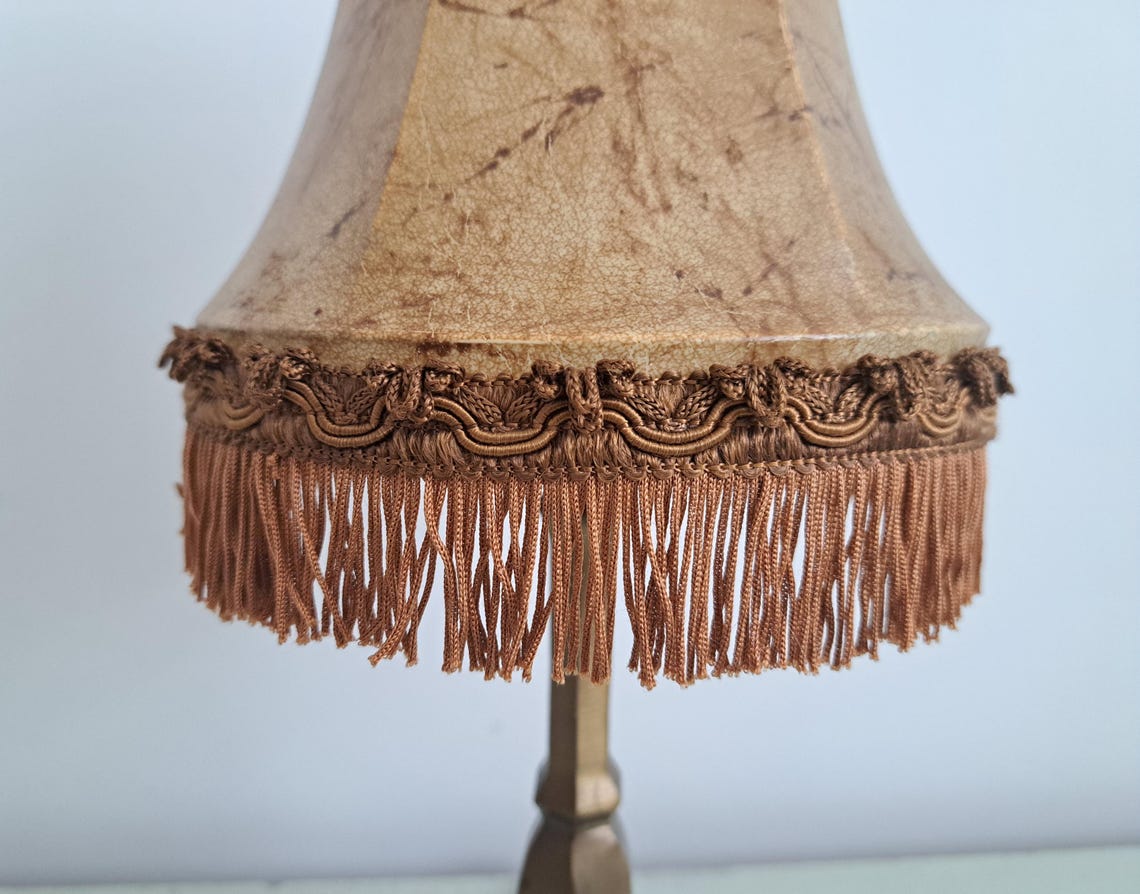 Mooie vintage tafellamp met kap met franje, jaren 70, foto 4 di 5