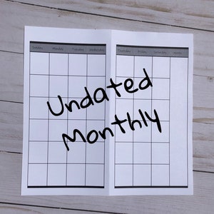 Undated Monthly Travelers Notebook Insert, Refill Notebook, Monthly Planner, Monthly Calendar, Printed, Minimal Layout, Monthly Organizer