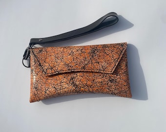 Monedero de cuero para mujer, embrague de cuero, cartera de pulsera de cuero, soporte para teléfono celular, bolsillo de pulsera, bolso de muñeca, bolso de cartera de sobre