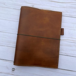 Travelers Notebook Leather Journal, Refillable Planner Cover, TN Cover, Veg Tan Leather, Handmade Leather Cover, All Sizes Java