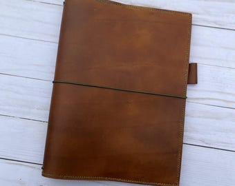 Cuaderno de viaje de cuero, hecho a mano, personalizable, recargable, en todos los tamaños.
