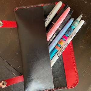Federmäppchen aus Leder, Stiftehalter, kleine Kosmetiktasche, Füllfederhalter, Künstler Stiftehalter, Schreibwaren Snap Stifthalter, Montblanc Stift