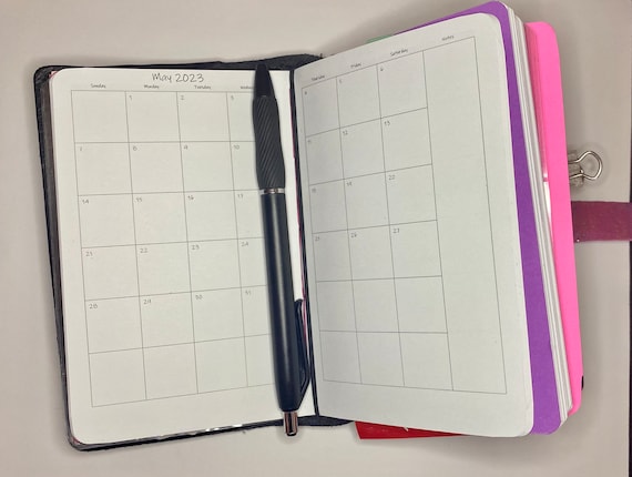 Dated 2027 Monthly Travelers Notebook Insert, Full Year Insert