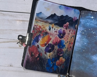 Watercolor Wildflowers Travelers Notebook Dashboard, Ringbound Planner Pencil Board, Budget Binder Dashboard, A5 B6 A6 Personal Pocket