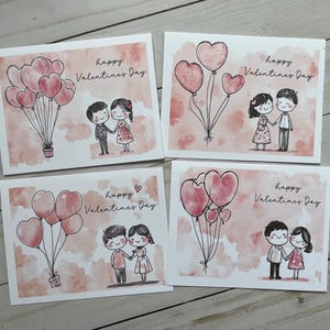 Biglietti di auguri vuoti di San Valentino con buste, biglietti di auguri, biglietti per tutte le occasioni, set di cancelleria piegata, set di 4 biglietti, biglietti rosa
