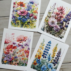 Tarjetas de notas en blanco con sobres, tarjetas de felicitación, tarjetas para todas las ocasiones, juego de papelería plegada, juego de 4 tarjetas, regalo para mamá, flores