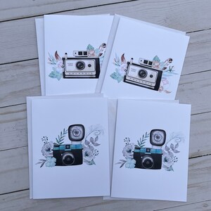 Aquarell Vintage Kameras leere Karte mit Umschlägen, Grußkarten, Karte für alle Gelegenheiten, gefaltetes Briefpapier Set, 4 Karten