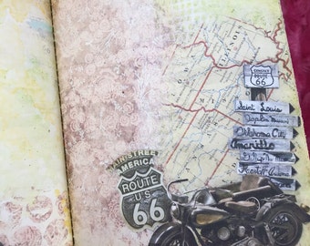 Inserto per diario di viaggio Route 66, inserto per taccuino da viaggio, taccuino stampato, diario di scrittura, libro di incollaggio, libro di collage, diario diario