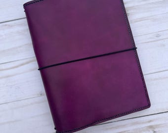 Violet Leder Travelers Notebook Journal, nachfüllbare Leder Planerhülle, anpassbare, handgefertigte Lederhülle, TN Hülle, Alle Größen