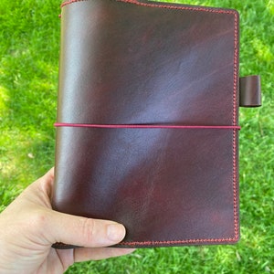 Travelers Notebook Leather Journal, Refillable Planner Cover, TN Cover, Veg Tan Leather, Handmade Leather Cover, All Sizes Mahogany