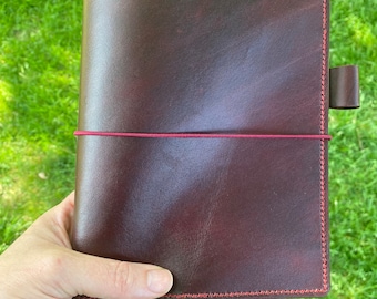 Diario de cuero para cuaderno de viajeros personalizado, cubierta de planificador recargable, cubierta TN, cuero veg tan, cubierta de cuero hecha a mano, caoba