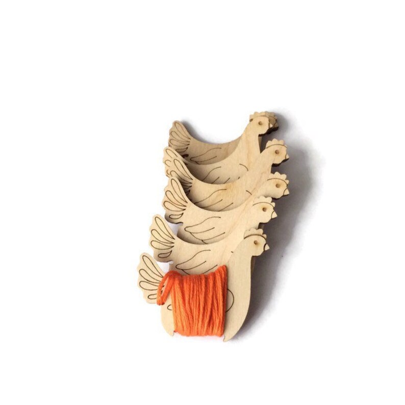 Embroidery floss bobbins wood chicken wood floss bobbin Etsy