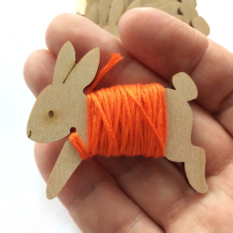 Flossy the bunny Embroidery Floss Bobbins rabbit wood floss Etsy