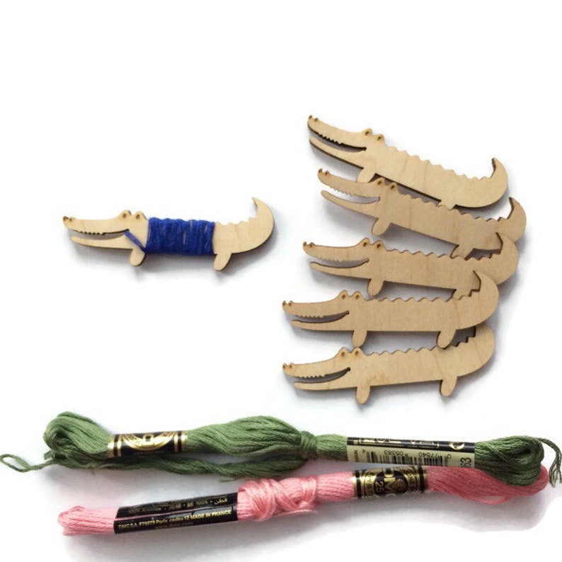 Embroidery Floss Bobbins the crocodile cross stitch wood Etsy