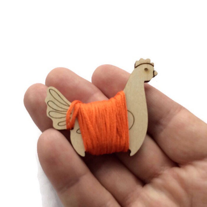 Embroidery floss bobbins wood chicken wood floss bobbin Etsy