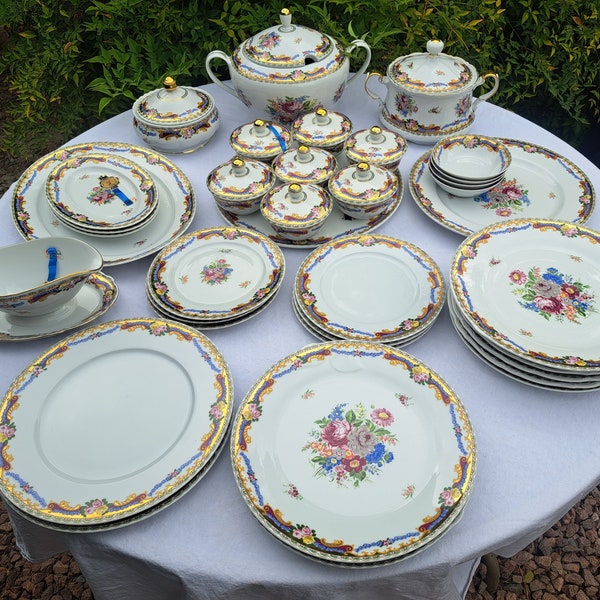 Vintage T. Limoges DEPOS Dinner Plates & Servingware by LG Porcelain, Rose Pattern LGP9, A La Main, Individual Piece Sale