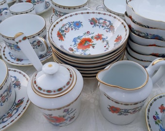 Vintage Vieux Chine By Raynaud & Co Ceralene Empire White Individual Piece Sale Orange and Blue Floral Limoges France