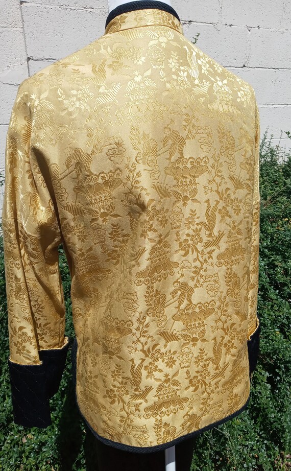 Vtg Cheongsam S/M Yellow Brocade Qipao Jacket and… - image 7