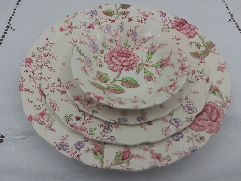 Rose Chintz Vintage Pink China Made In England By Johnson Bros Etsy