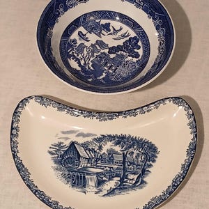 Johnson Brothers Cresent Millstream Salatteller & Willow Blue Coupé Müslischüssel Einzelverkauf