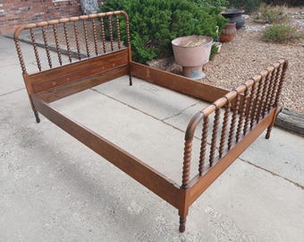 Antique Jenny Lind Walnut Spool Full Sized Bed Frame