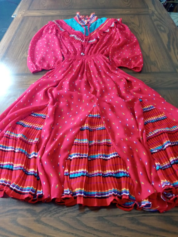 Vtg. Assorti Colorful Susan Freis Ruffle Midi Dre… - image 9