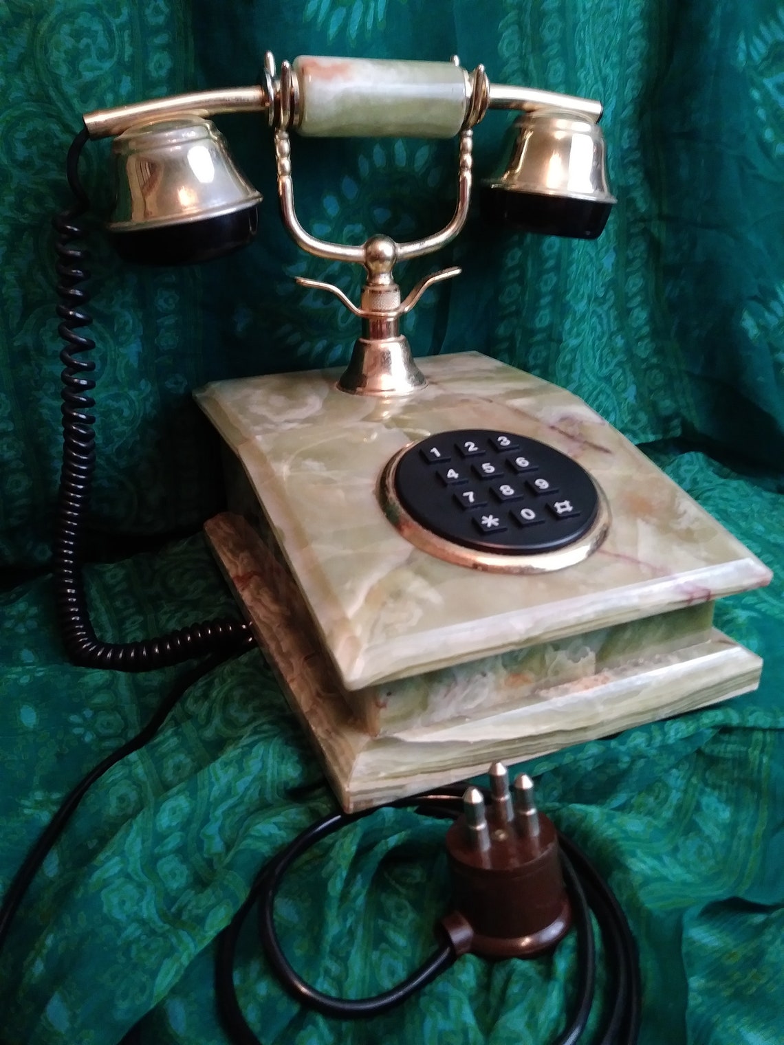 Vintage Italian Onyx Marble Telephone Etsy