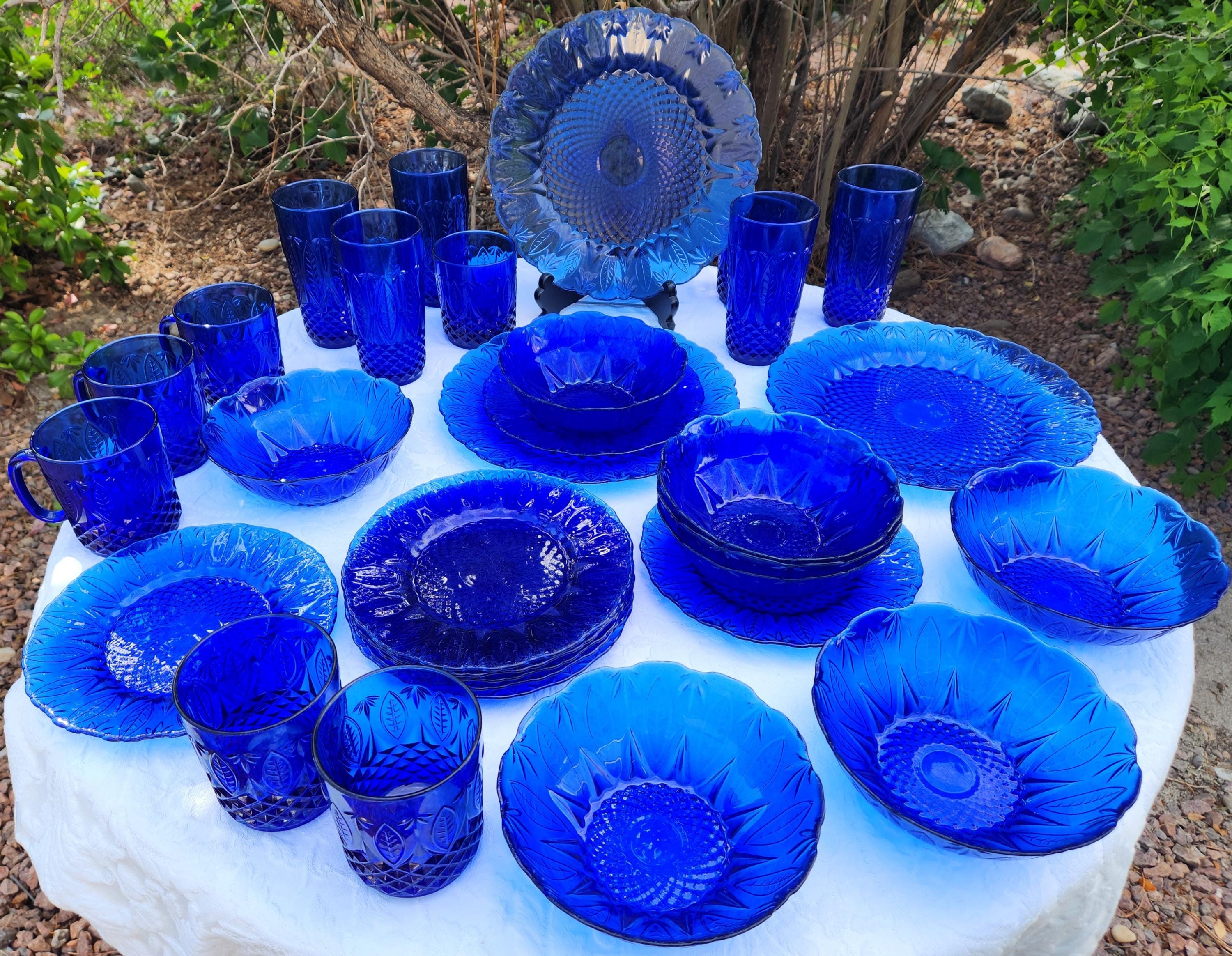 Arcoroc blue glass - Etsy 日本