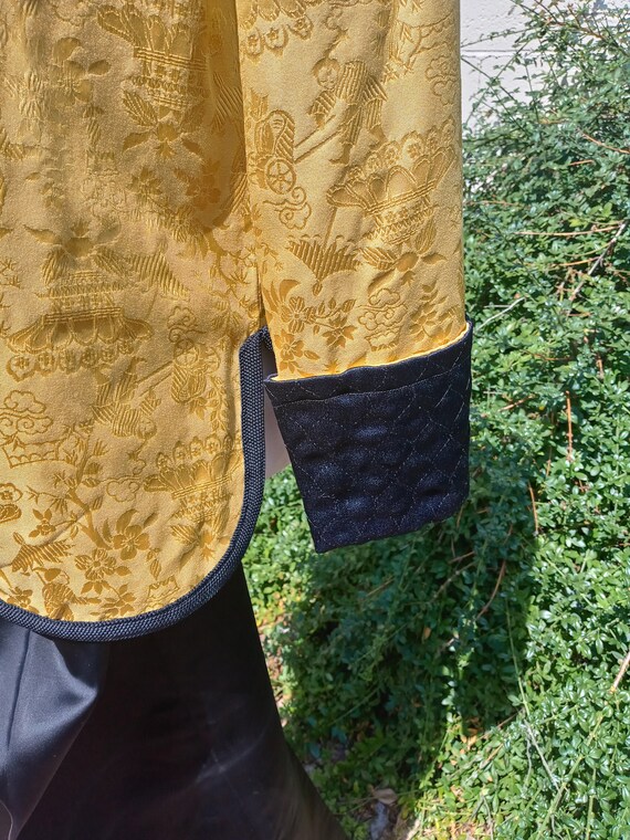 Vtg Cheongsam S/M Yellow Brocade Qipao Jacket and… - image 5