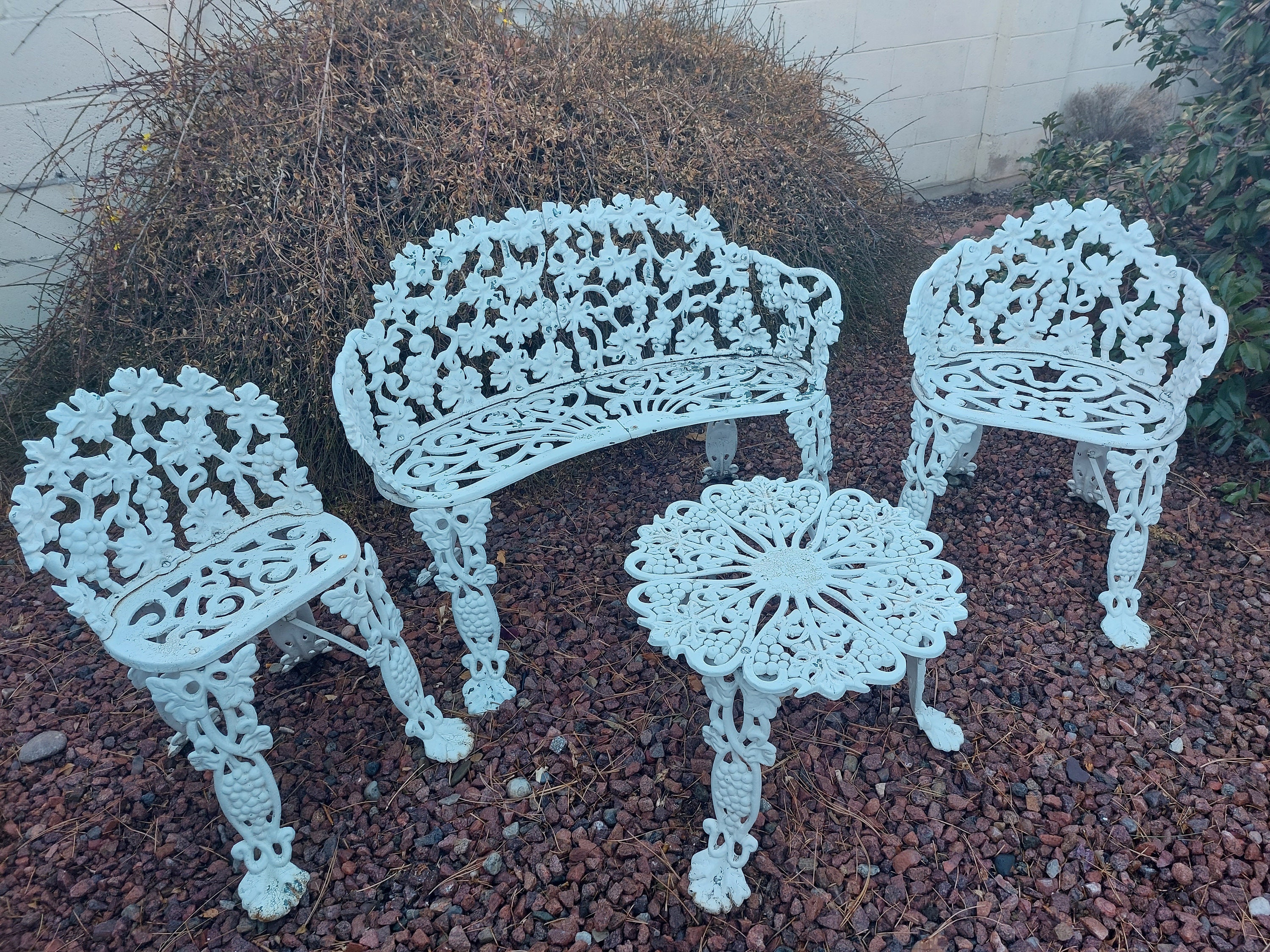 Cast iron grape vine bench discount