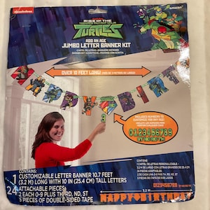 Banner de cumpleaños personalizable de El ascenso de las Tortugas Adolescentes Mutantes