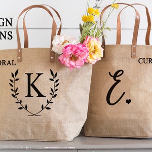 Bridal Party Totes, Personalized Bridesmaid Gifts, Burlap Bridesmaid Bag, Bridesmaid Totes, Personalized Burlap Tote Bags for Bridesmaids image 2