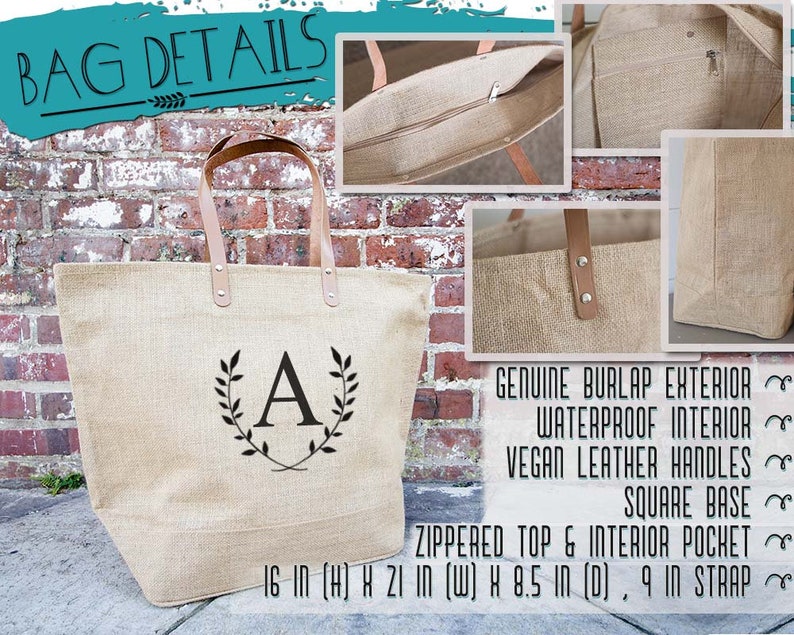 Tote Bag with Pockets Birthday Gift for Her Mothers Day Gift for Mom from Daughter Spring Tote Bag Burlap Tote Bag for Her image 7