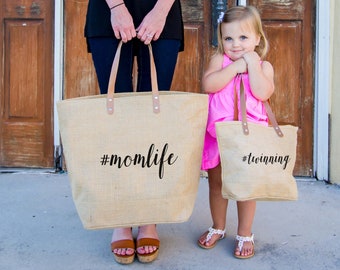 Mom Bag, Mom Life Tote Bag, Mom Tote Bag, Momlife,  Mom Tote, Tote Bag For Mom, Gift for Mom, Large Tote Bag with Pockets, Burlap Tote Bag