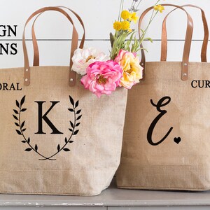 Tote Bag with Pockets Birthday Gift for Her Mothers Day Gift for Mom from Daughter Spring Tote Bag Burlap Tote Bag for Her image 2
