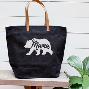 Mothers Day Gift Mommy and Me Gift for Mom Mama Bear Tote Bag Momma Bear Burlap Tote Baby Bear Tote bag Baby Bear Bag Diaper Bag image 5