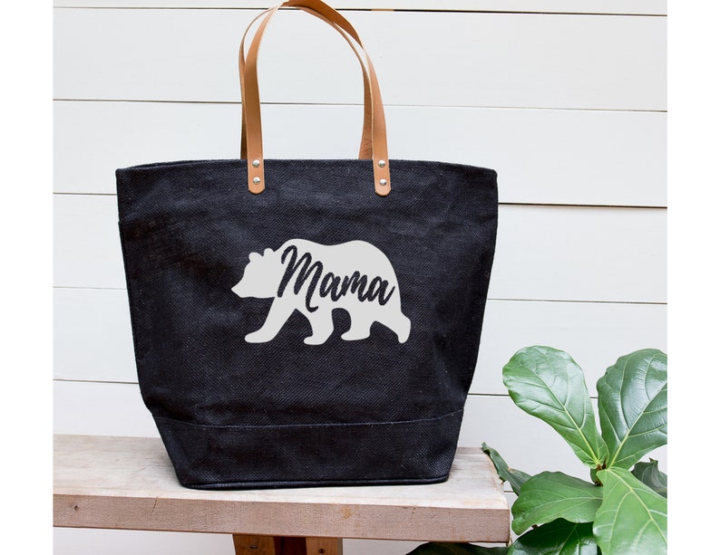 Mothers Day Gift Mommy and Me Gift for Mom Mama Bear Tote Bag Momma Bear Burlap Tote Baby Bear Tote bag Baby Bear Bag Diaper Bag image 5