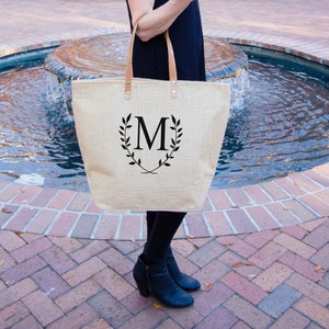 Tote Bag with Pockets Birthday Gift for Her Mothers Day Gift for Mom from Daughter Spring Tote Bag Burlap Tote Bag for Her image 1