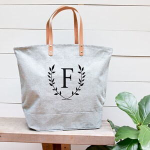 Monogrammed Tote Bag Beach Bag Mothers Day Gift For Her Totes Burlap Overnight Bag Weekenders Travel Bag Personalized Bag Tote for Women image 5
