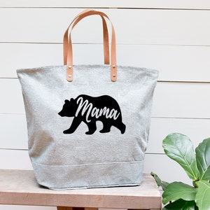 Mothers Day Gift Mommy and Me Gift for Mom Mama Bear Tote Bag Momma Bear Burlap Tote Baby Bear Tote bag Baby Bear Bag Diaper Bag image 2